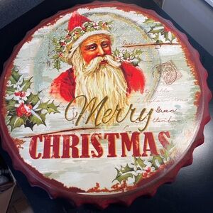 Vintage Merry Christmas Bottlecap Tin Sign